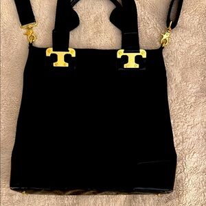 Black Tory Burch Tote Bag with Gold Accents